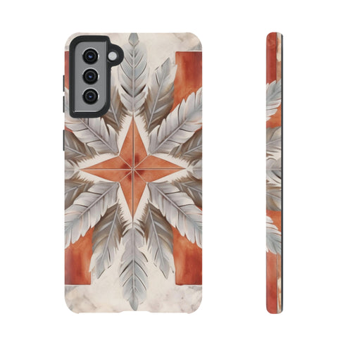 Silver Feather Compass - Impact Resistant Phone Case